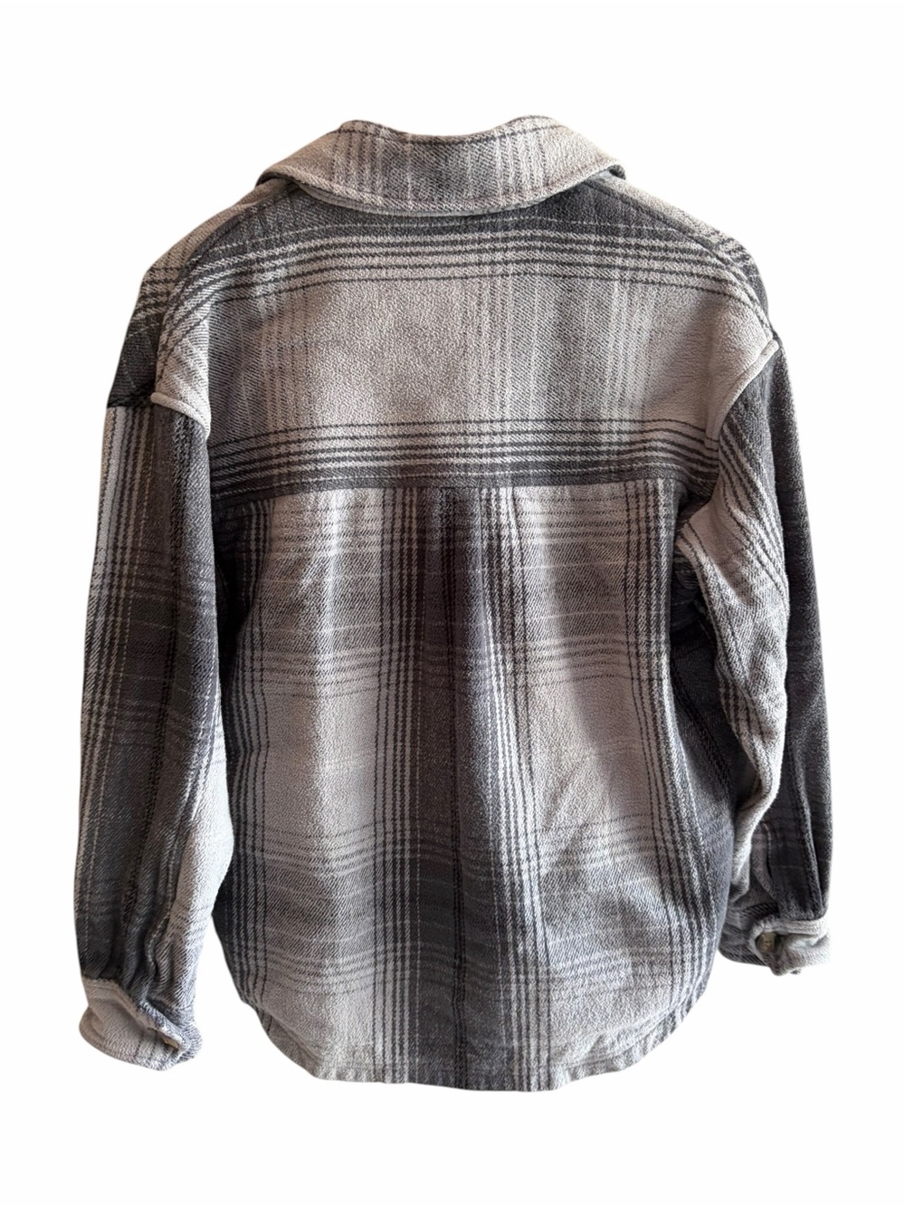 AERIE Woven Soft Shacket Silver Shadow Flannel - Picture 7 of 9